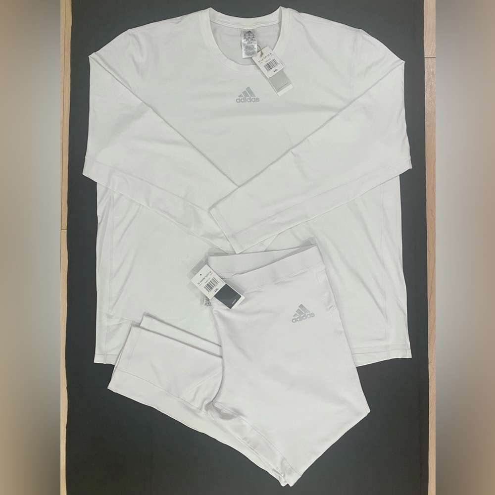 NWT ADIDAS TechFit Compression Training Long-Sleeve Tee Shirt & Long Tights 4XL